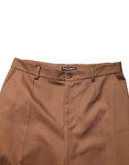Brown Cotton Straight Men Dress Trouser Pants