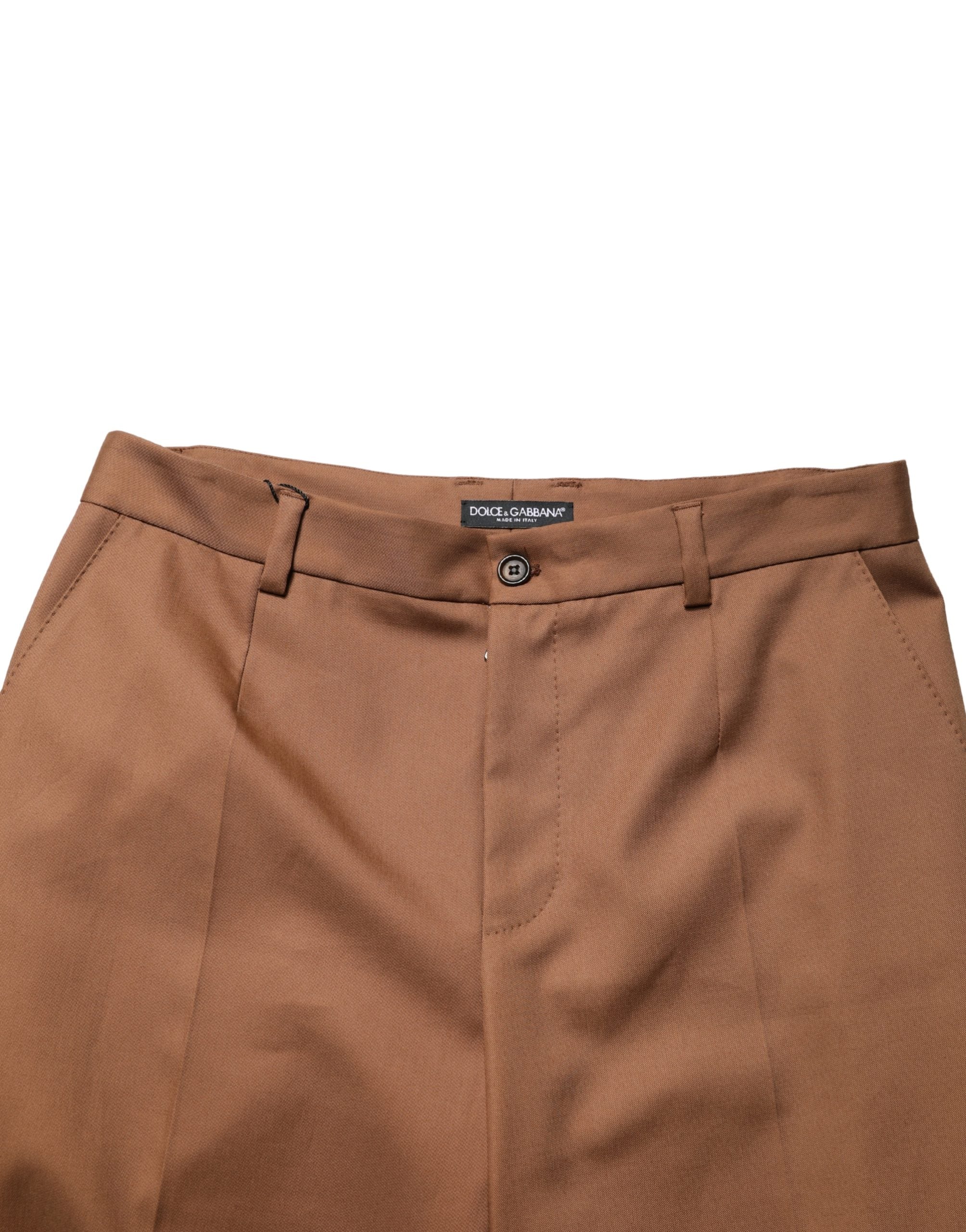 Brown Cotton Straight Men Dress Trouser Pants