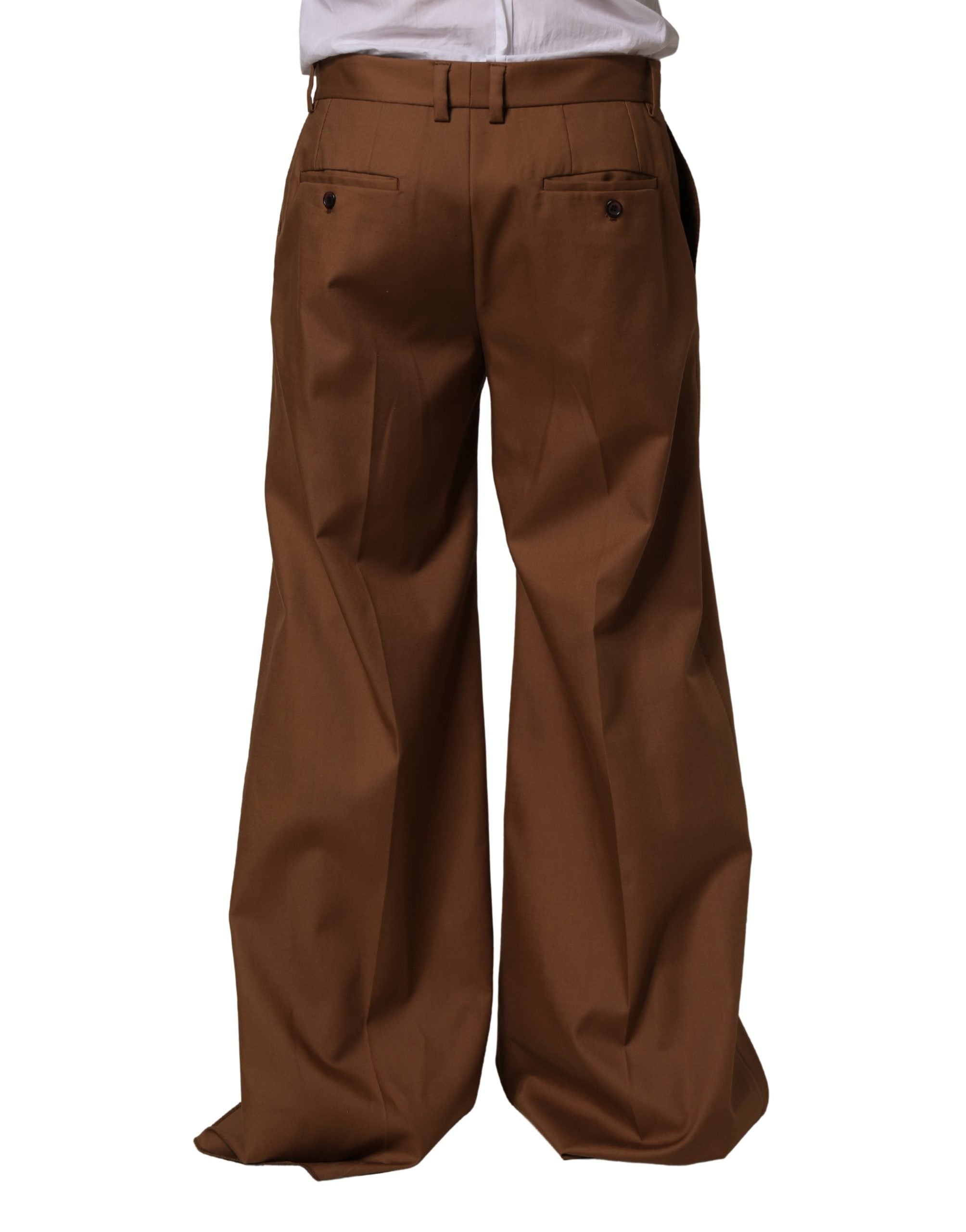 Brown Cotton Straight Men Dress Trouser Pants
