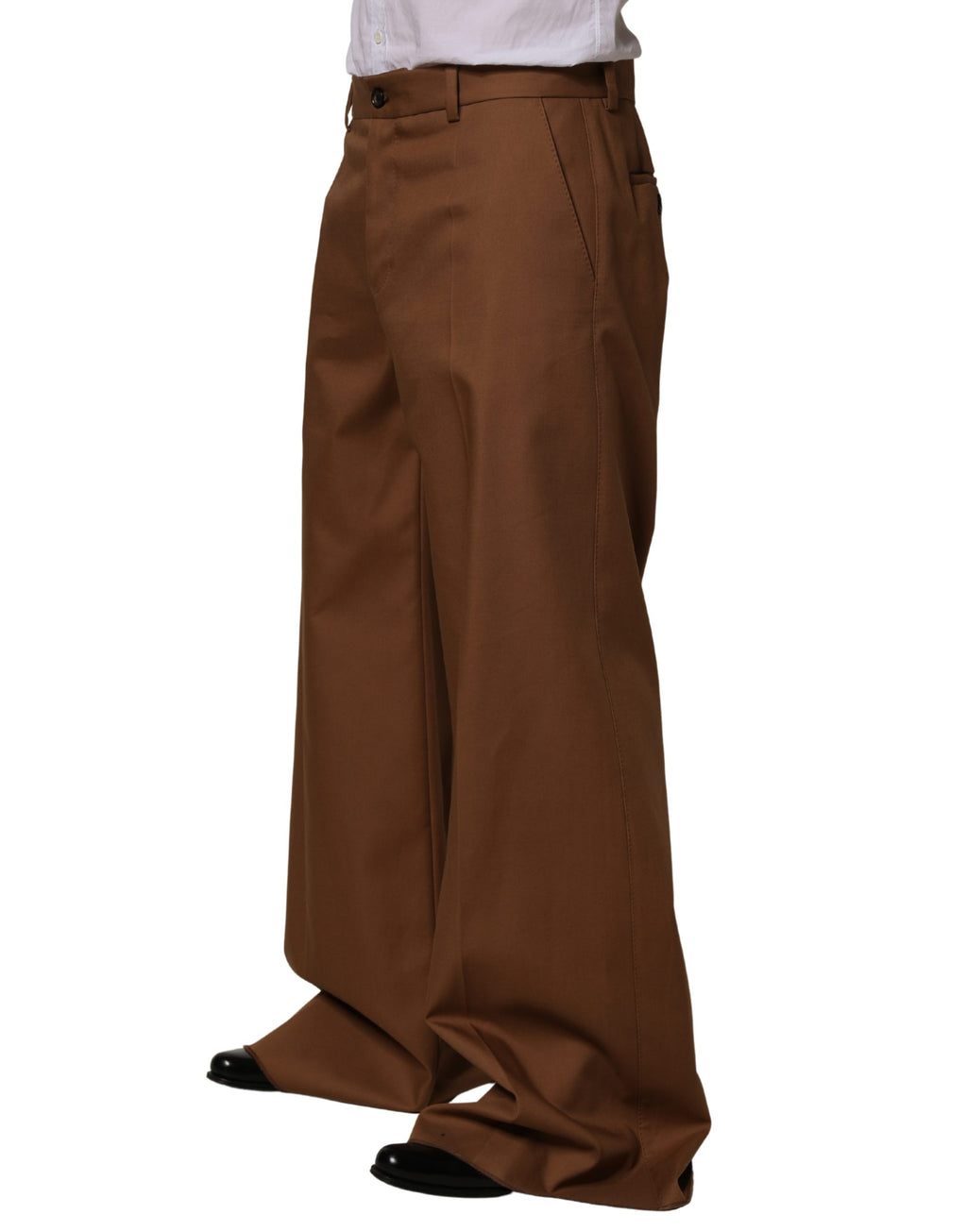 Brown Cotton Straight Men Dress Trouser Pants