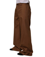 Brown Cotton Straight Men Dress Trouser Pants
