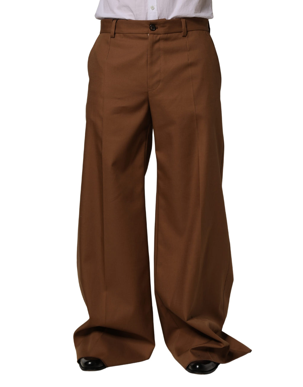 Brown Cotton Straight Men Dress Trouser Pants
