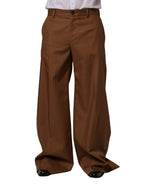 Brown Cotton Straight Men Dress Trouser Pants