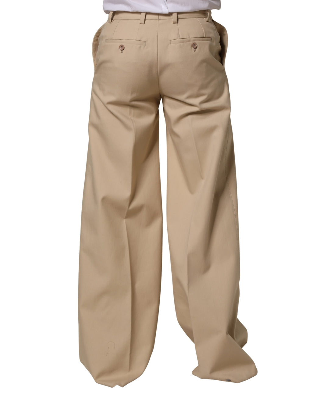 Beige Cotton Straight Men Dress Trouser Pants