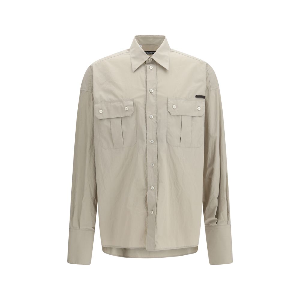 Beige Cotton Dress Shirt