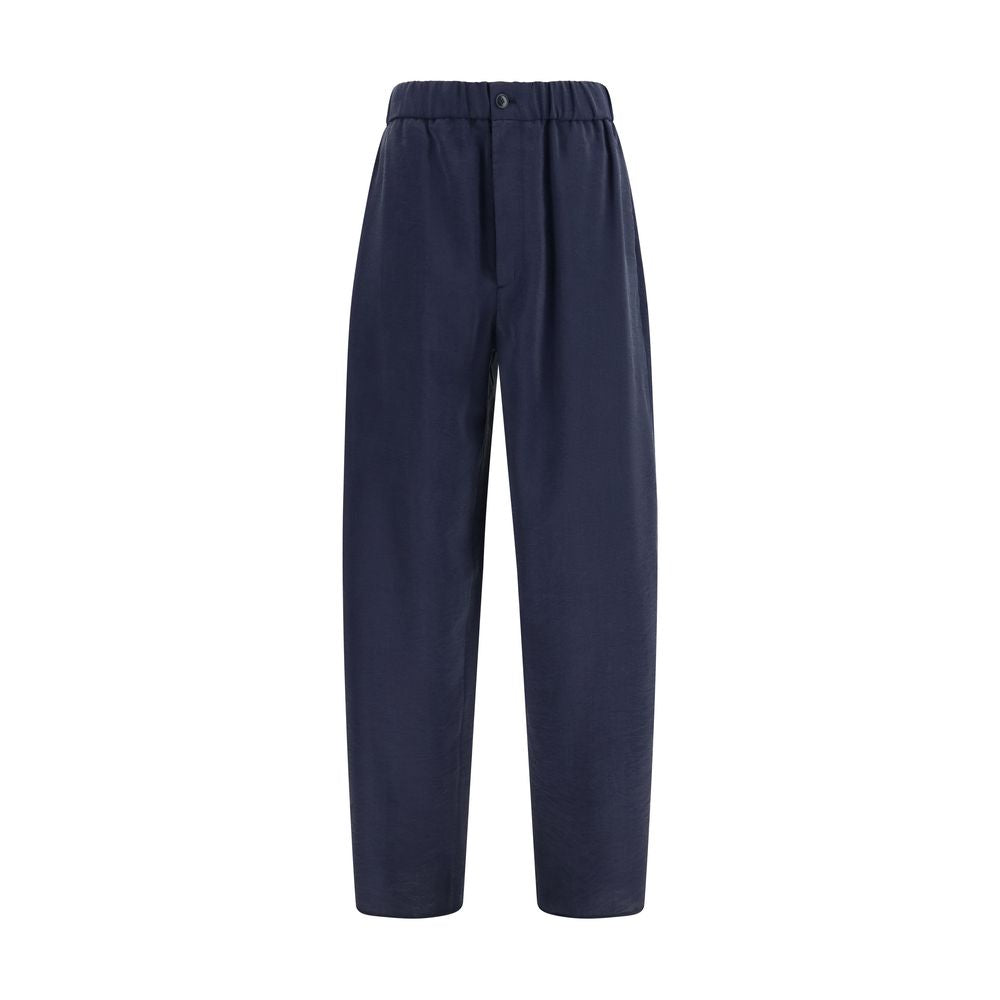 Blue Silk Casual Pants