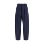 Blue Silk Casual Pants