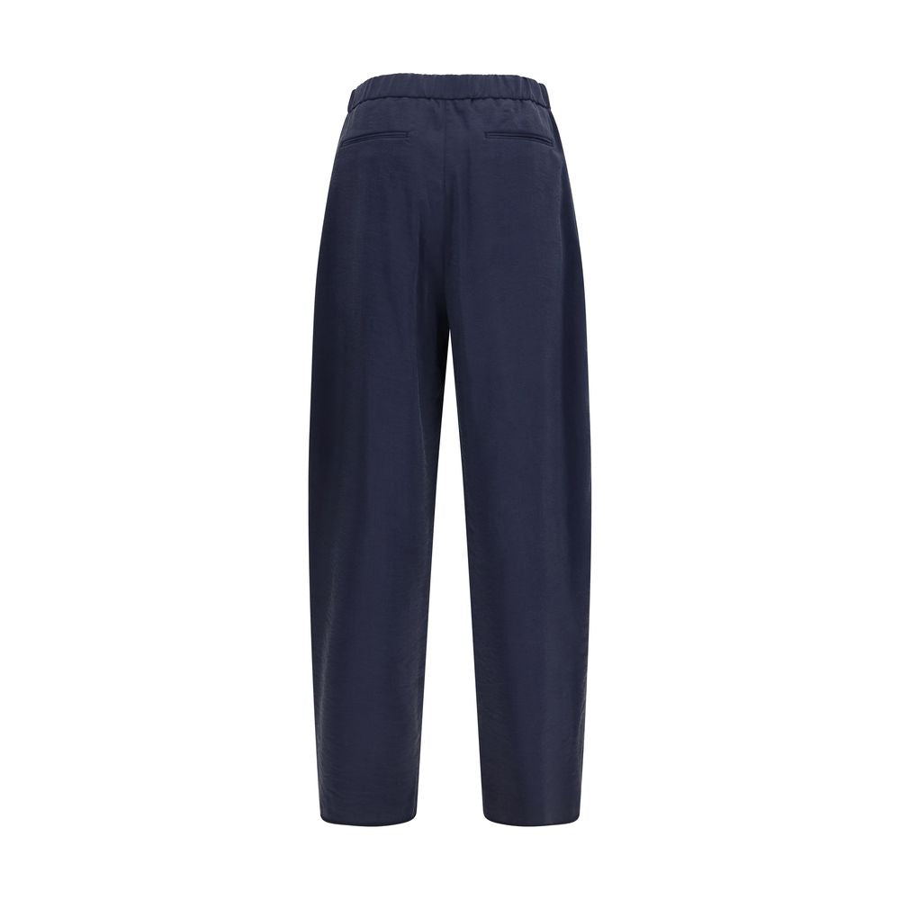 Blue Silk Casual Pants