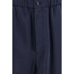 Blue Silk Casual Pants