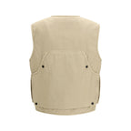Beige Cotton Sleeveless Jacket