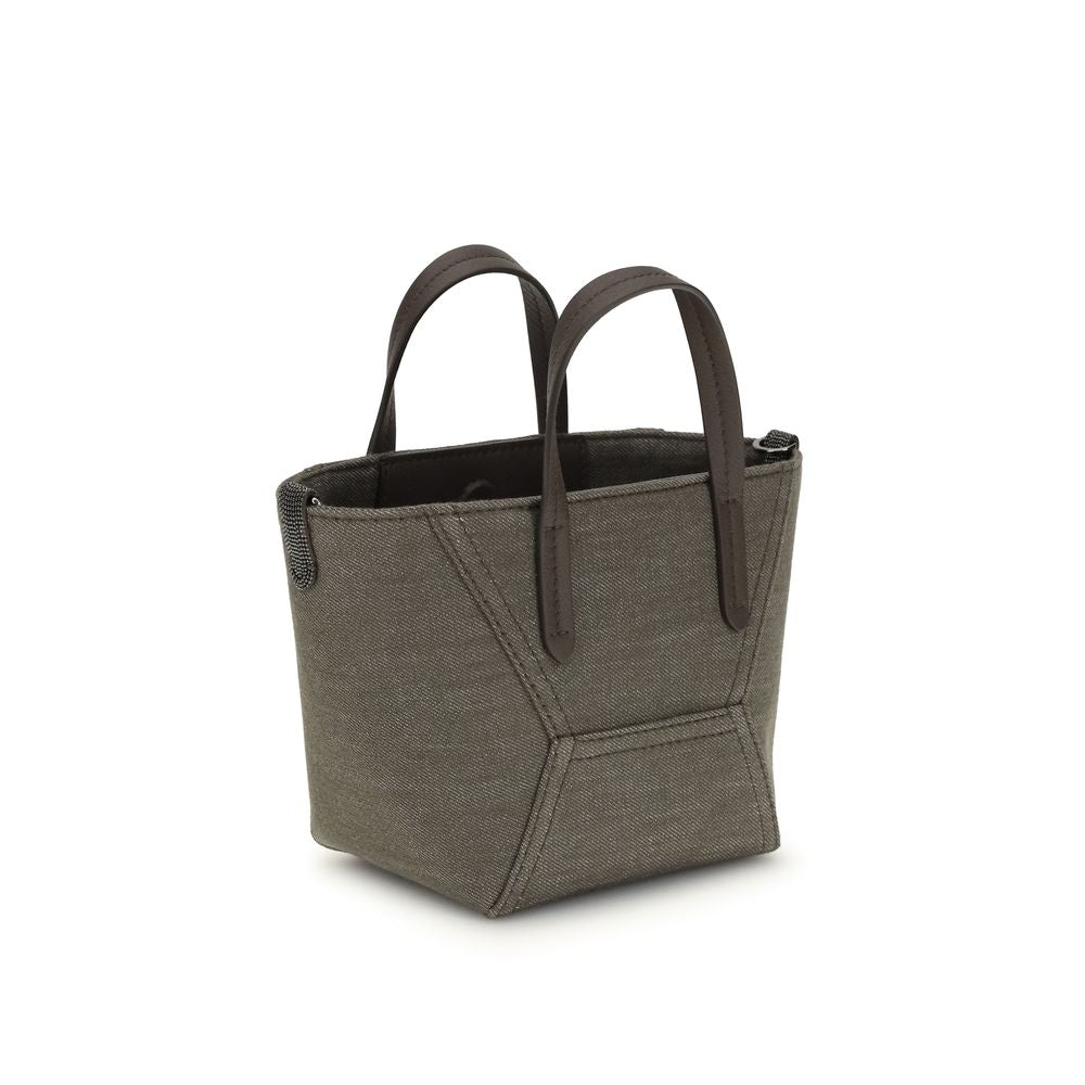 Bicolor Cotton Handbag