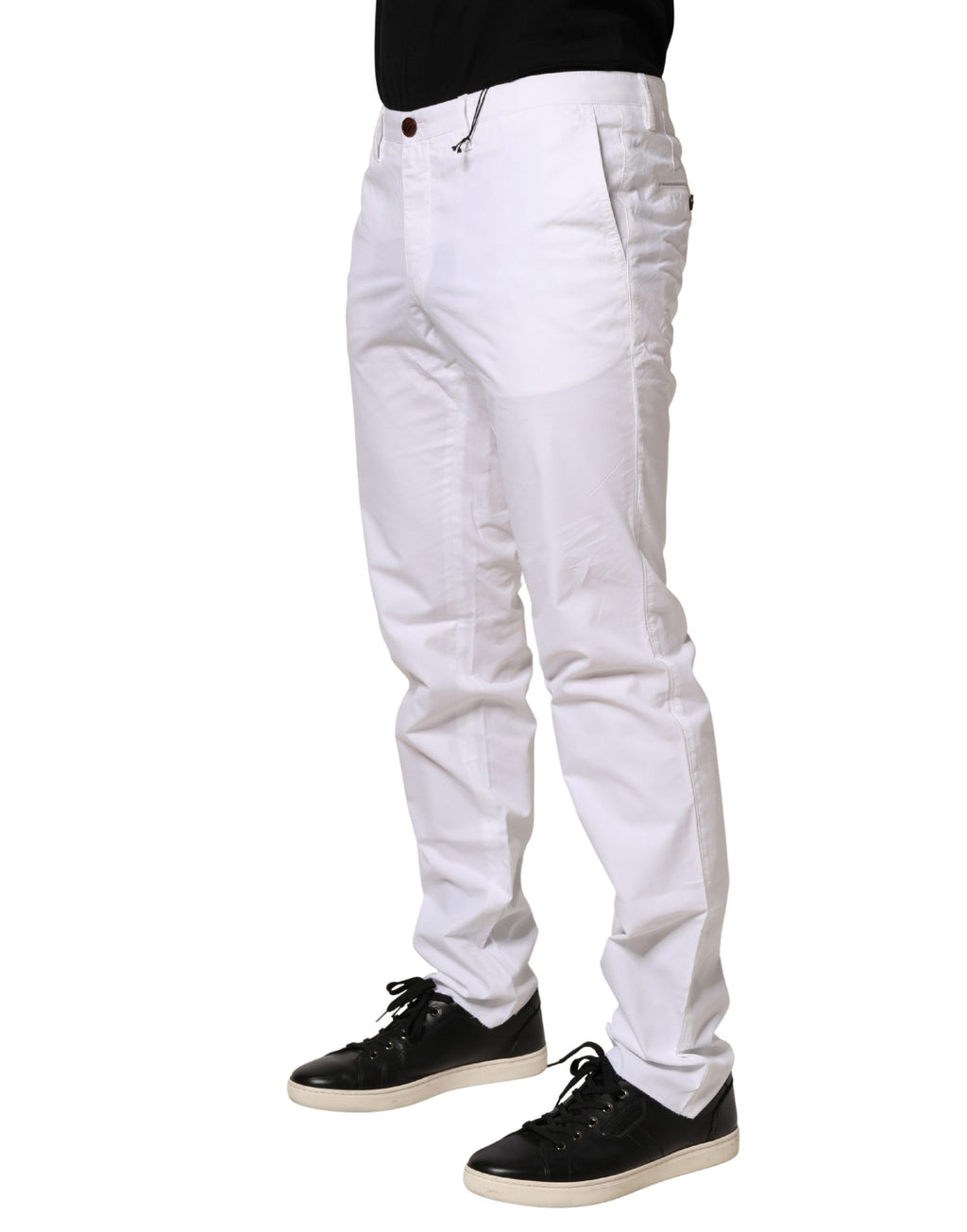 White Mid Waist Skinny Chino Casual Trouser Pants
