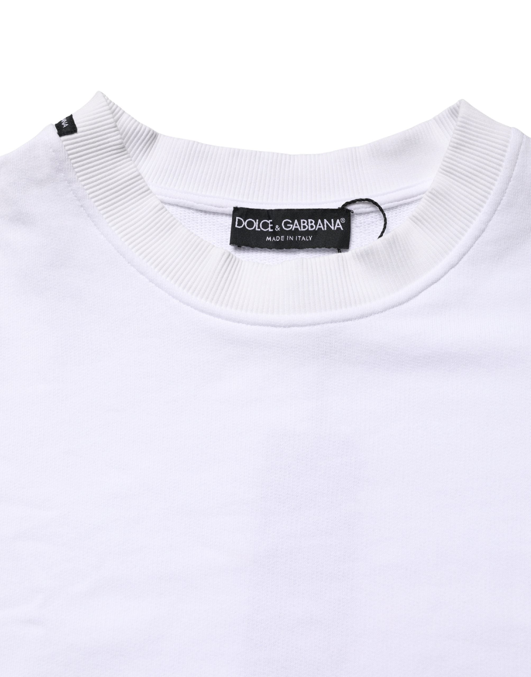 White Cotton Crew Neck Sweatshirt Sweater