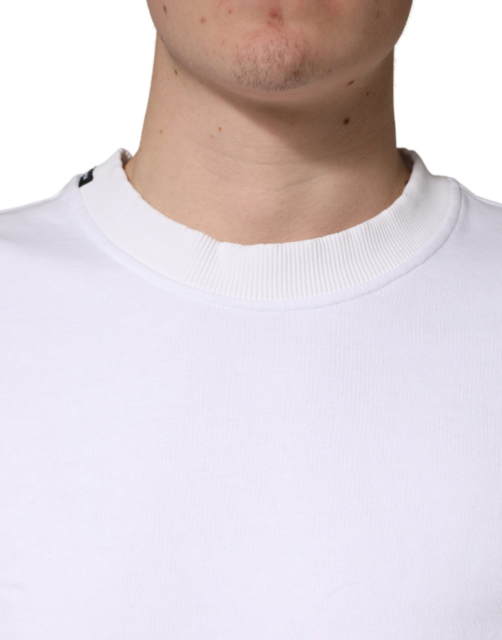 White Cotton Crew Neck Sweatshirt Sweater