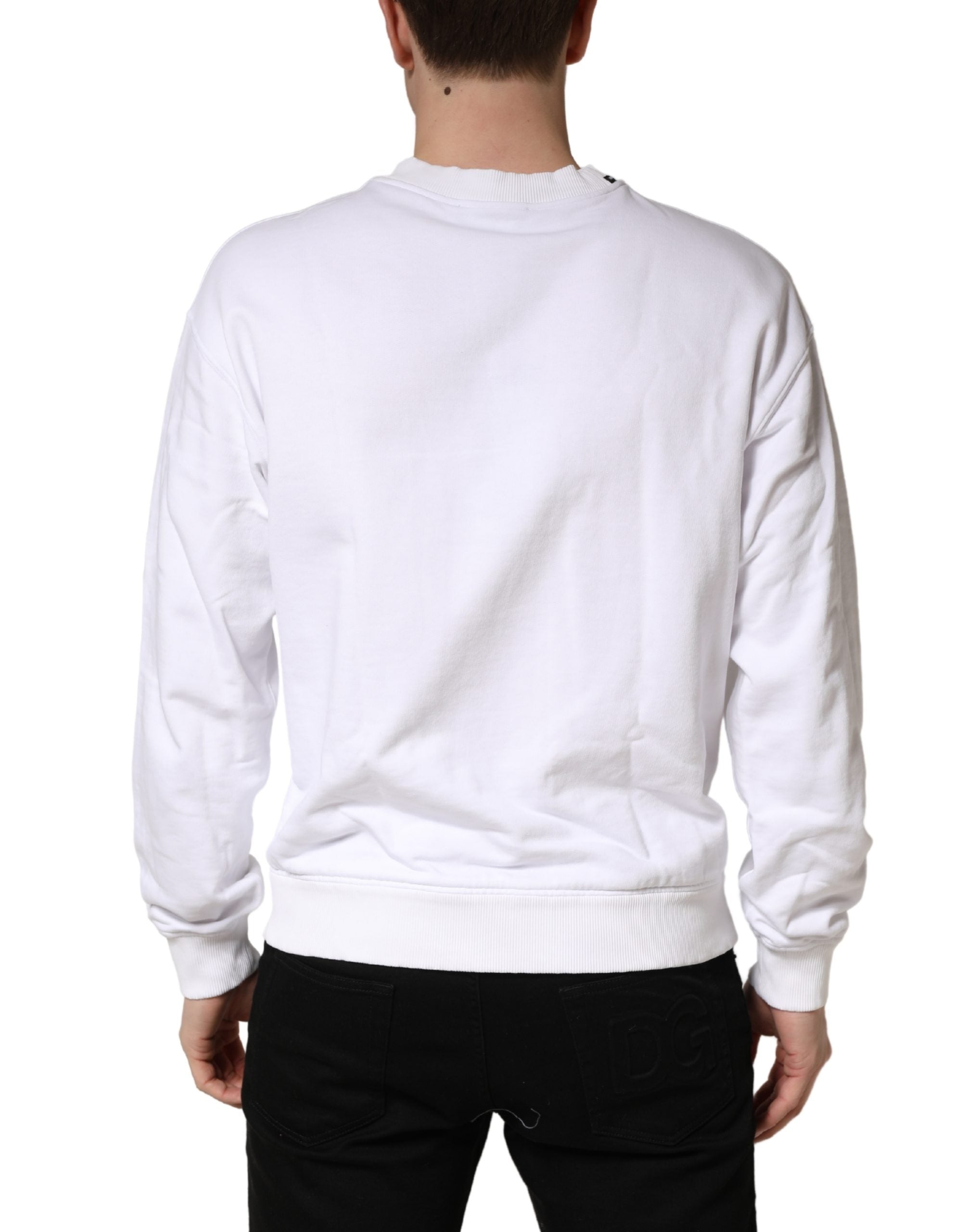 White Cotton Crew Neck Sweatshirt Sweater