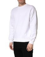 White Cotton Crew Neck Sweatshirt Sweater