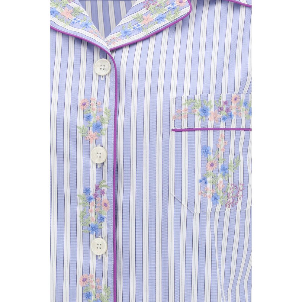 Blue Cotton Pattern Shirt