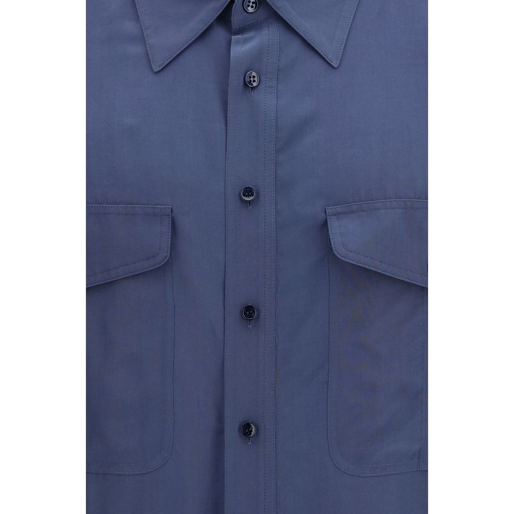 Blue Viscose Dress Shirt