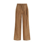 Brown Linen Casual Pants