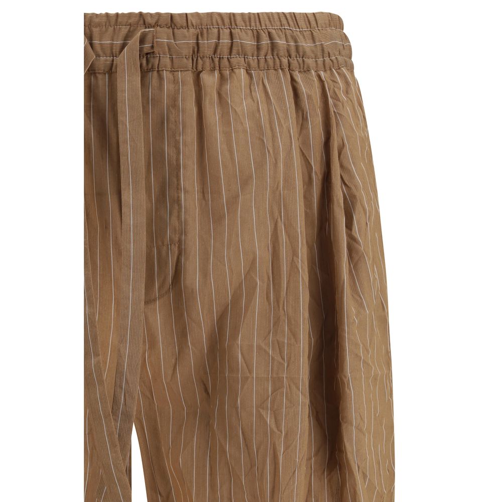 Brown Linen Casual Pants