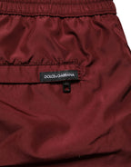 Maroon Polyester Drawstring Shorts Swimwear