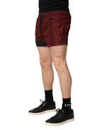 Maroon Polyester Drawstring Shorts Swimwear