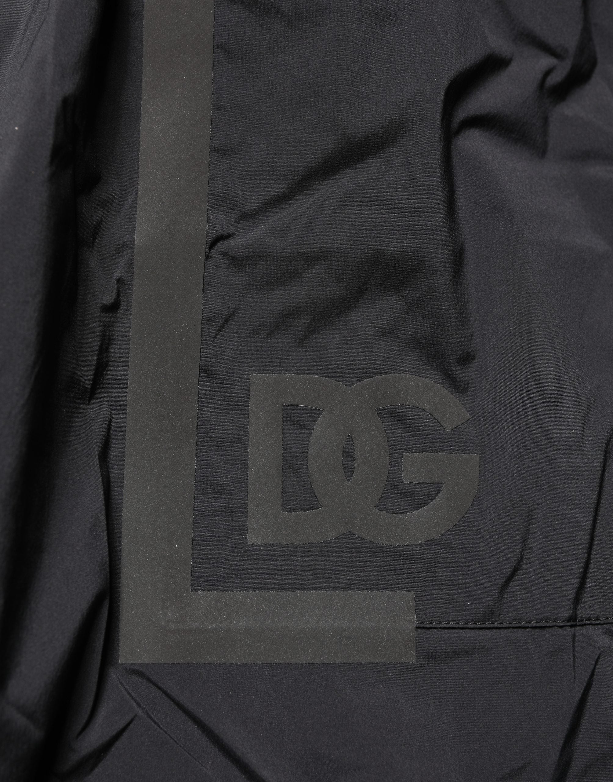 Black Nylon Elastic Waist Swim Shorts Swimwear