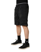 Black Nylon Elastic Waist Swim Shorts Swimwear
