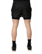 Black Polyester Drawstring Men Shorts Swimwear