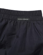 Black Cotton Elastic Waist Swim Shorts Swimwear