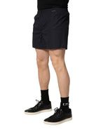 Black Cotton Elastic Waist Swim Shorts Swimwear