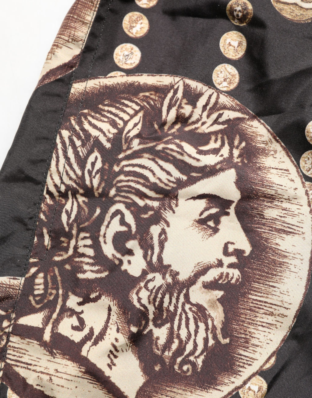 Black Roman Coin Print Swim Shorts Swimwear