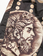 Black Roman Coin Print Swim Shorts Swimwear