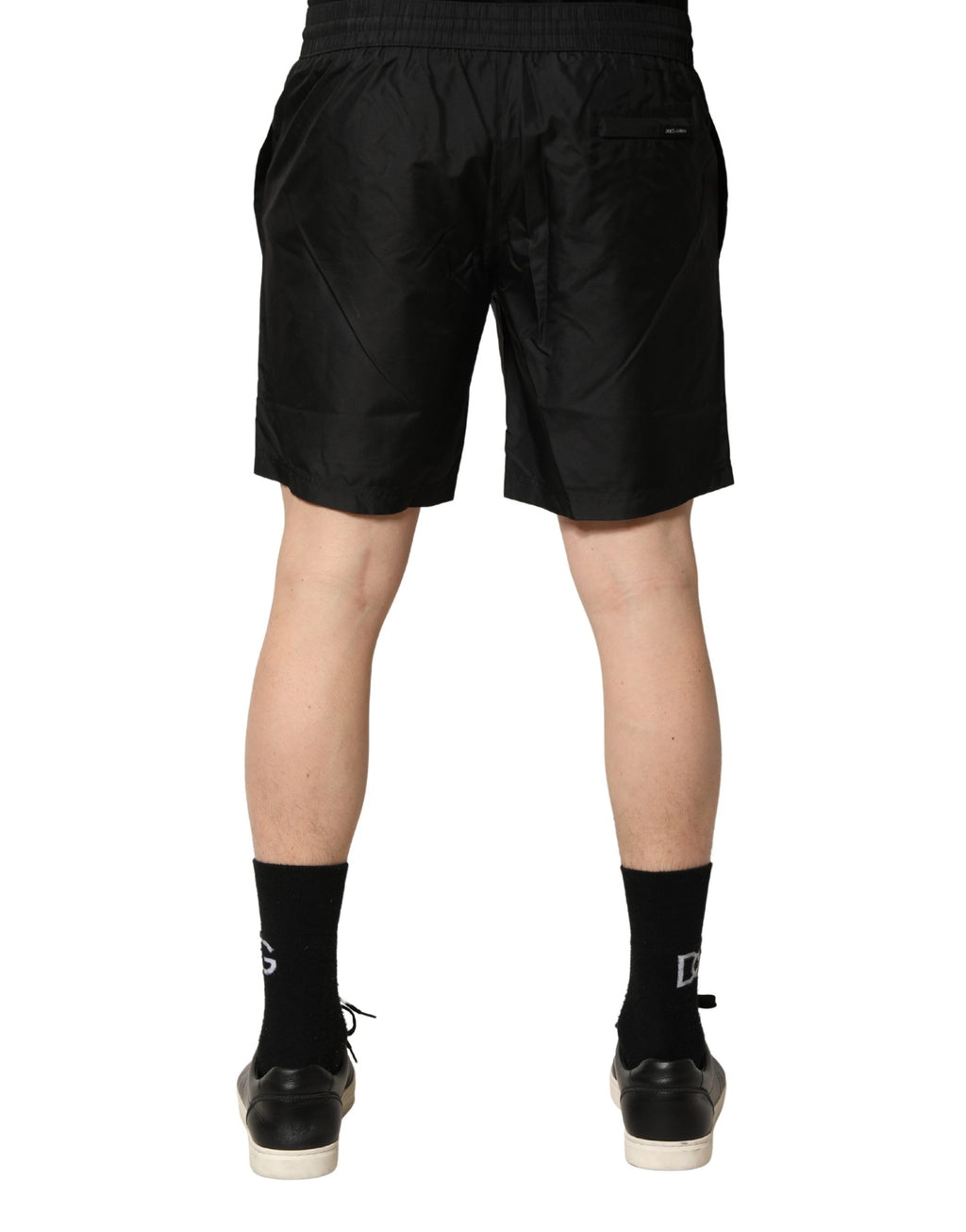 Black Polyester Drawstring Men Shorts Swimwear