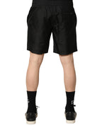 Black Polyester Drawstring Men Shorts Swimwear