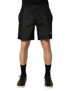 Black Polyester Drawstring Men Shorts Swimwear