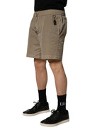 Brown Nylon Drawstring Swim Shorts Swimwear