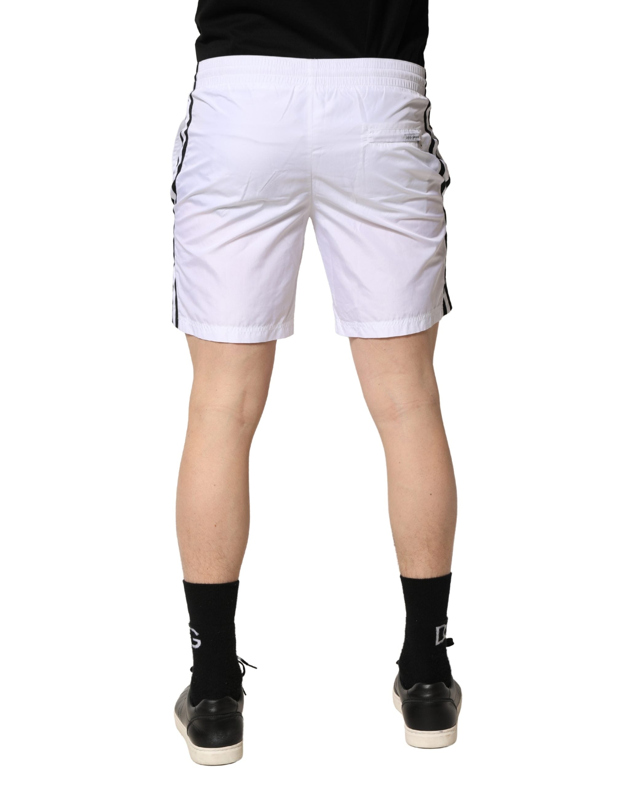White Drawstring Men Swim Shorts Swimwear