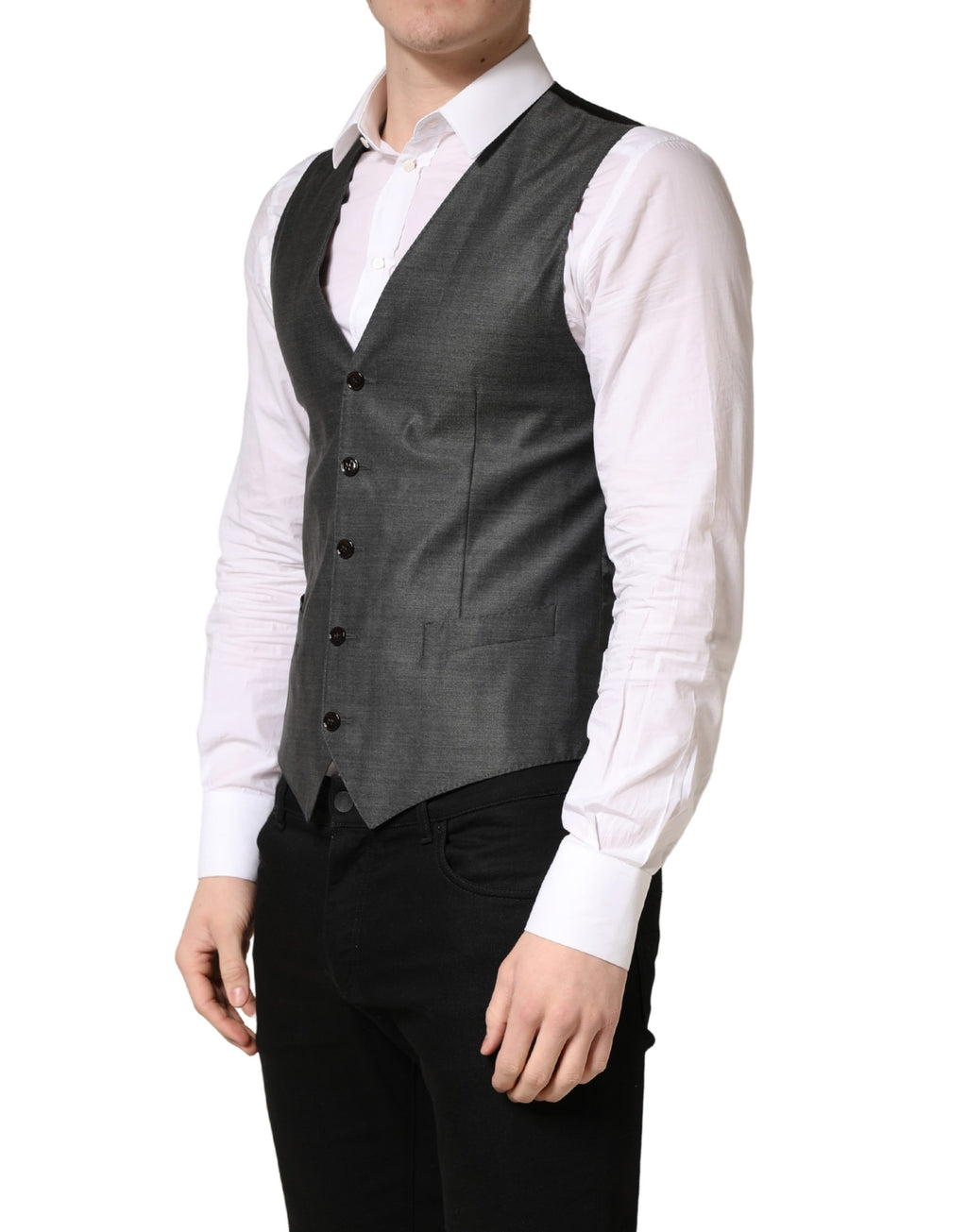 Dark Gray Wool Dress Formal Waistcoat Vest