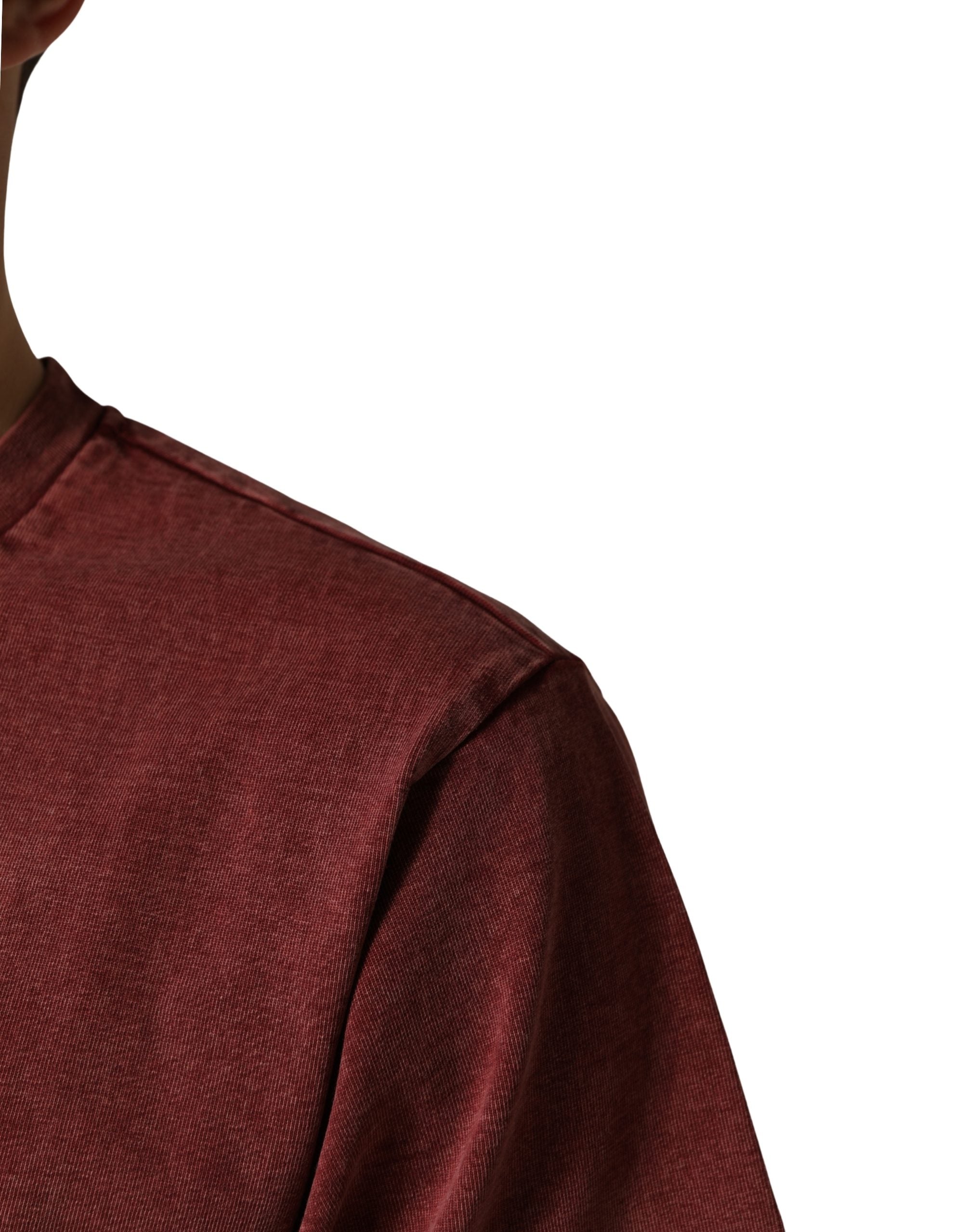 Maroon Print Round Neck Short Sleeve T-shirt