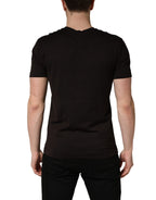 Brown Logo Embroidered Men Crew Neck T-shirt