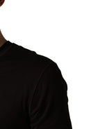 Brown Logo Embroidered Men Crew Neck T-shirt