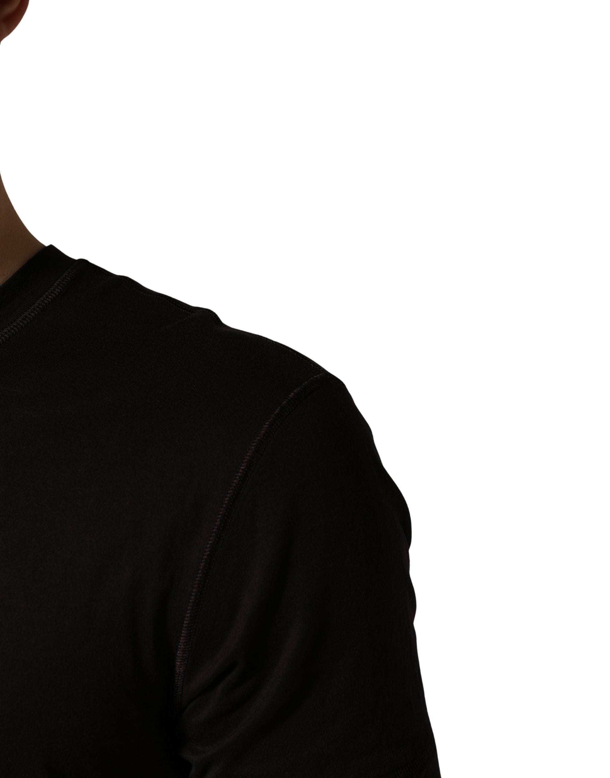 Brown Logo Embroidered Men Crew Neck T-shirt