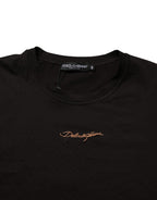 Brown Logo Embroidered Men Crew Neck T-shirt