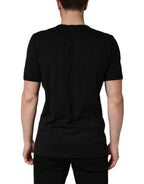 Black Cotton Sacred Heart Crew Neck T-shirt
