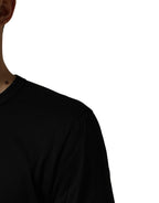 Black Cotton Sacred Heart Crew Neck T-shirt