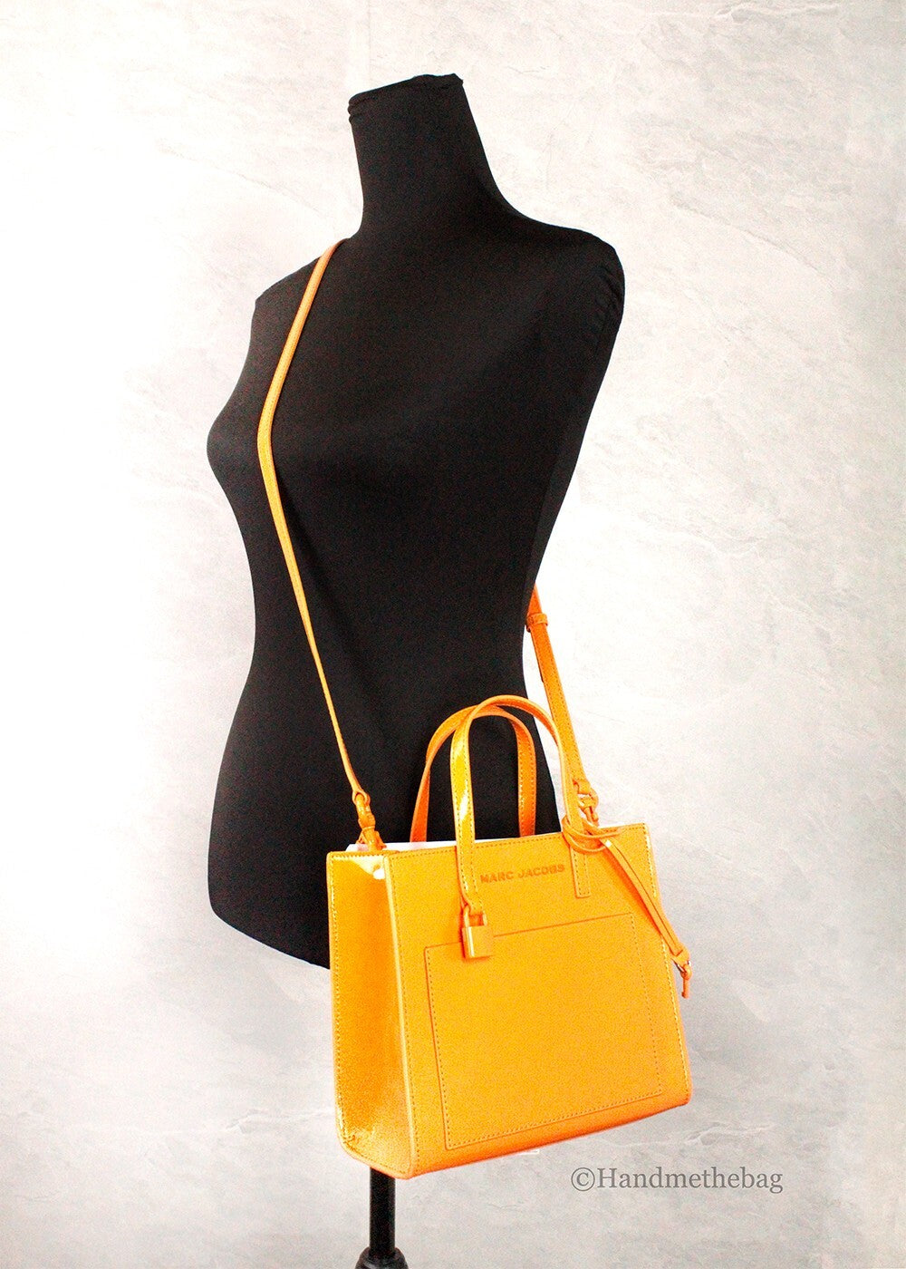 Marc Jacobs Mini Grind Scorched Patent Leather Crossbody Tote Bag Purse