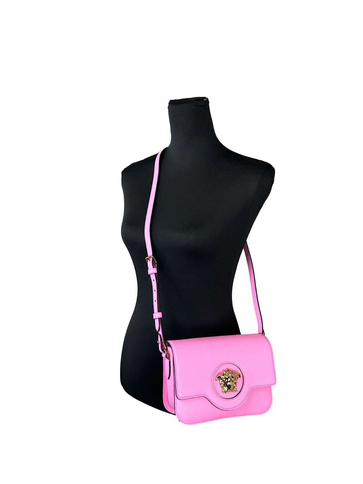 Versace La Medusa Pink Leather Shoulder Crossbody Bag Purse