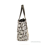 Marc Jacobs Small Black White Monogram Print Saffiano Leather Tote Crossbody Bag
