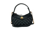 Versace Quilted Black Leather Half Moon Chain Crossbody Bag